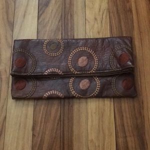 Handmade brown soft leather clutch